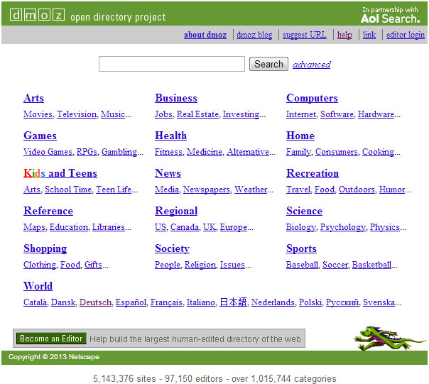 Dmoz / Open Directory Project