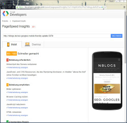 Screenshot von Pagespeed Insights von Google