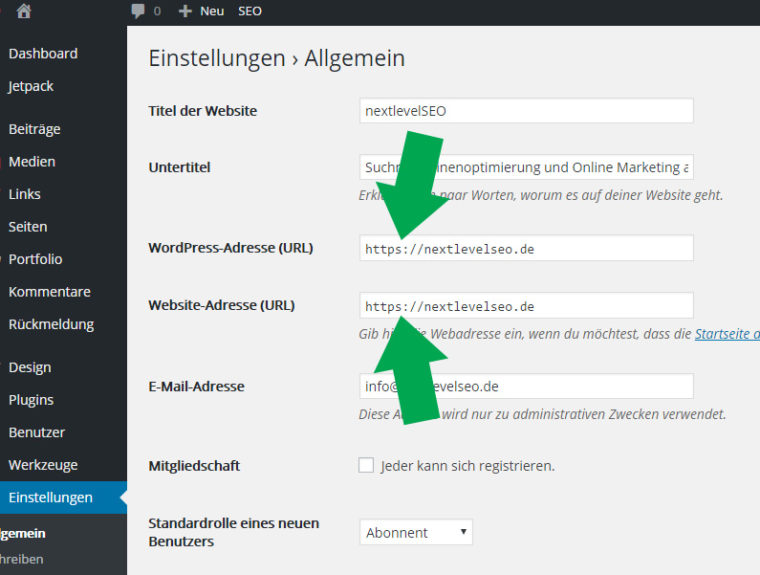 WordPress auf HTTPS/SSL umstellen